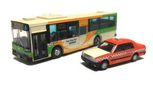 トミックスのジオコレシリーズ「THE バスコレクション」の都バスとタクシー・Nゲージ